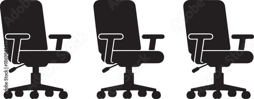 Black office chairs with white outlines on white background black chair silhouette