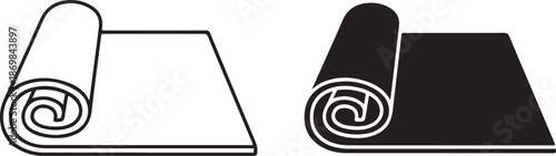 Rolled yoga mats in black and white rolled mat exercise mat