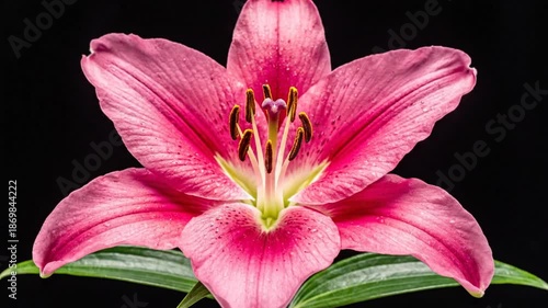 Wallpaper Mural Lily Flower Bud Closeup - Blooming Concept, Black Background Torontodigital.ca