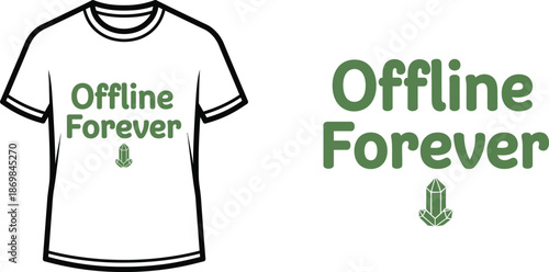 Offline Forever Typography T-shirt Design, minimalist, isolated on transparent background