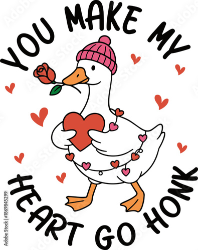 You Make My Heart Go Honk SVG, Honk Valentine Goose SVG, Valentine’s Day SVG, Valentine SVG