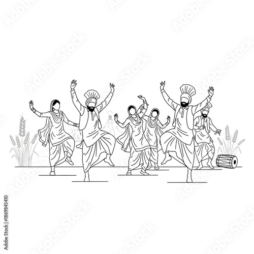 Men Dancing in Traditional Indian Attire.