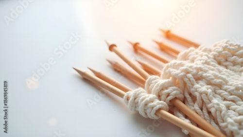 Knitting Needles Isolated on White Background