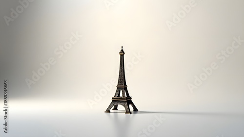 Mini Eiffel Tower Figurine Isolated on White