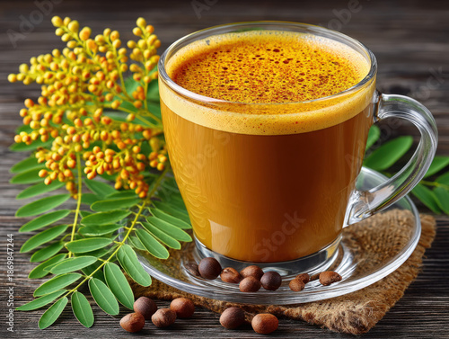 Carob drink in a glass