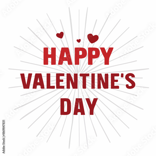 Happy Valentine's Day celebration with red hearts and burst