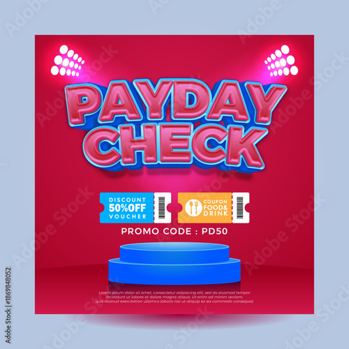 Big discount payday sale, editable text effects, display banner template