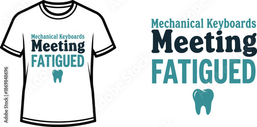 Mechanical Keyboards Meeting FATIGUED Typography T-shirt Design, minimalist, isolated on transparent background