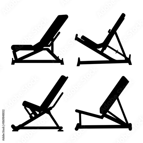 Adjustable gym weight benches set for diverse fitness training and exercise routines