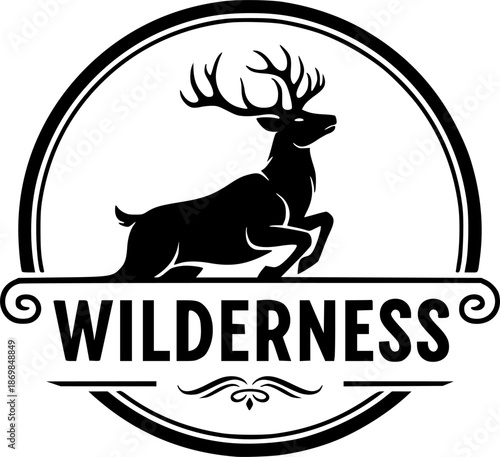 Monochrome emblem showcasing a stylized silhouette within a circ
