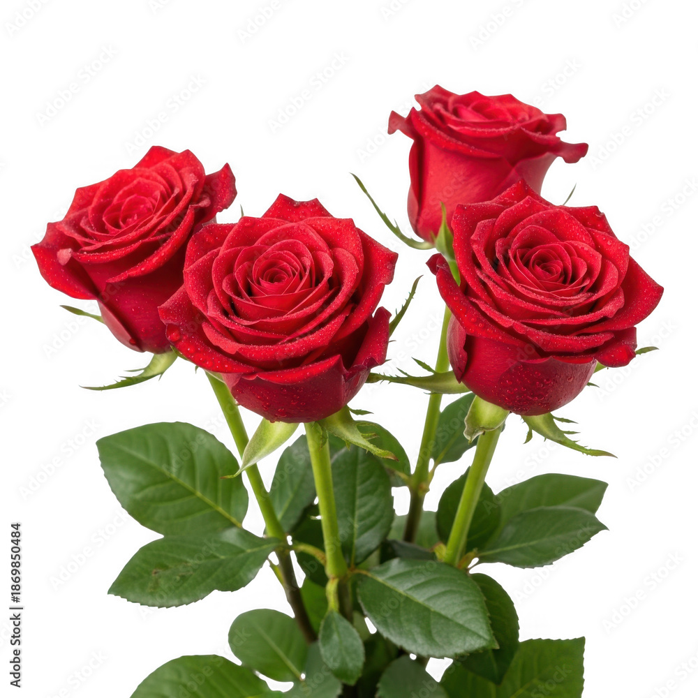 Fototapeta premium Vibrant red roses isolated on transparent background