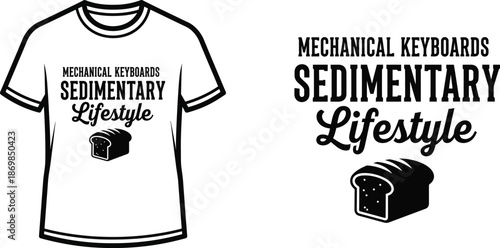 MECHANICAL KEYBOARDS SEDIMENTARY Lifestyle Typography T-shirt Design, Retro/Vintage, isolated on transparent background