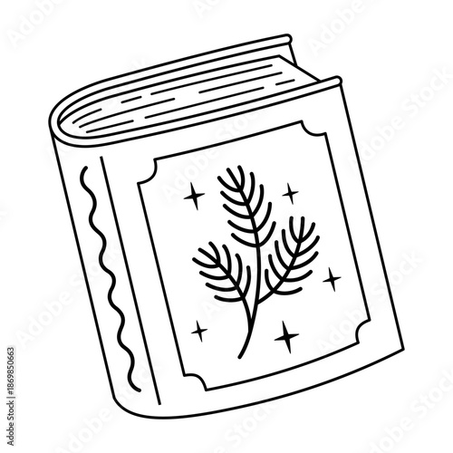 Winter books doodle in black color, Christmas bookish clipart, Book lover sticker, Bookstore vector graphics.