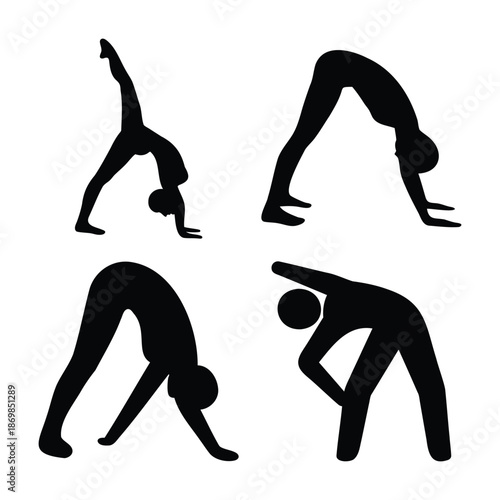 Yoga and stretching poses: a collection of active silhouettes for fitness and well-being