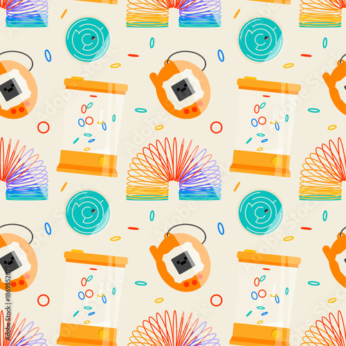 Colorful seamless pattern with retro toys.