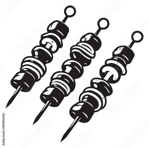 Hand drawn kebab set featuring grilled food items for barbecue concepts