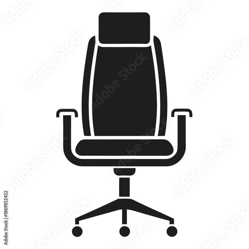 Title: A black and white line of an office chair with armrests and a four-star base