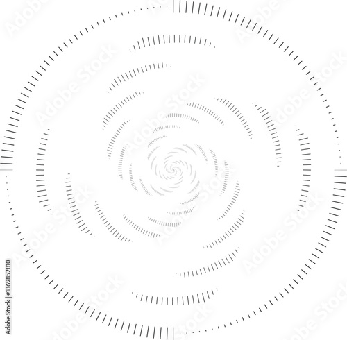 Abstract spiral vortex circular pattern with dotted lines