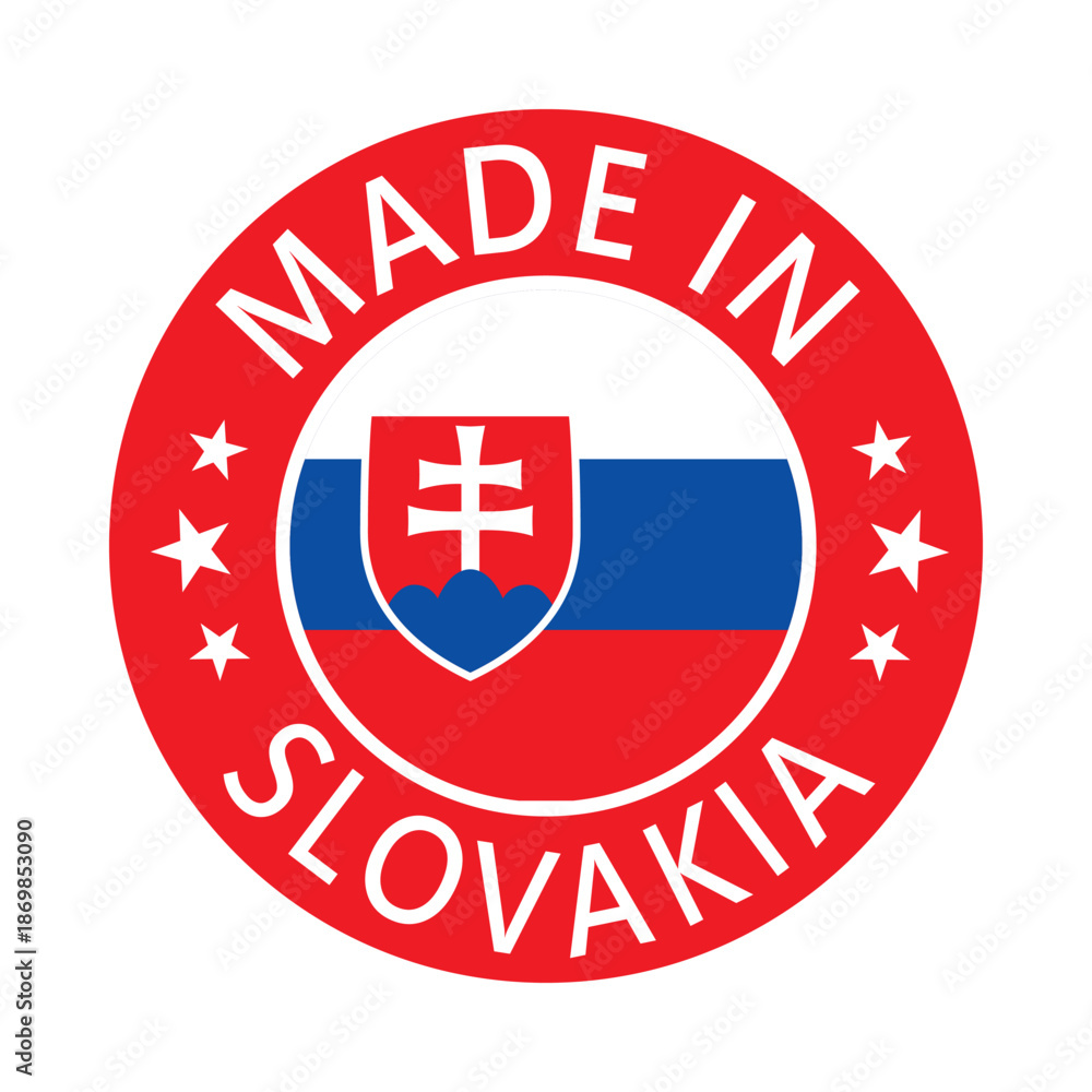 Fototapeta premium Slovakia Made in Stamp in circle with flag Vector template on white background