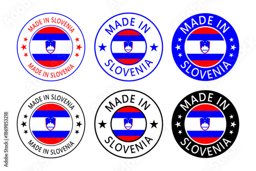 Free Download Slovenia Made in Stamp in circle with flag Vector template on white background - GFXLoad