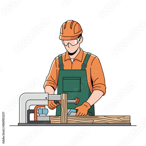 Expert Carpenter at Work with Precision Tools