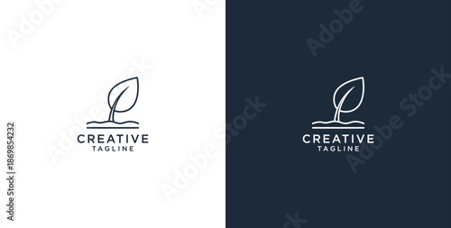 leaf growth icon logo design