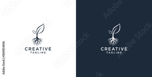 leaf growth icon logo design