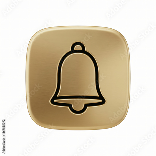 gold notification bell icon isolated on white background reminder