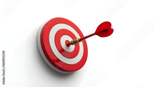 Target with Dart Isolated on White Background