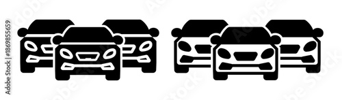 Cars icon set, representing vehicles, transportation, and traffic, flat vector illustration isolated on white background