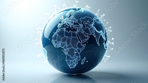 Globe with Network Lines Isolated on White Background