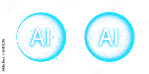 Neon glow 3d artificial intelligence logo png overlay with futuristic blue light digital technology concept on transparent background