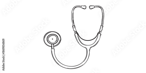 Stethoscope curved outline icon vector