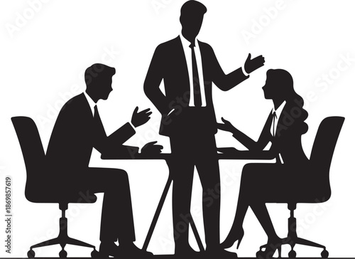Corporate Conflict Silhouette – Business Argument Scene Illustration