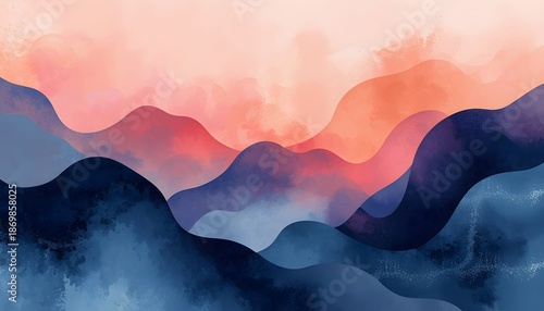 Abstract Inspirational Computer Wallpaper for Productivity Abstract Layered Landscape with Soft Sunset Colors This image was created using AI based on my original prompt