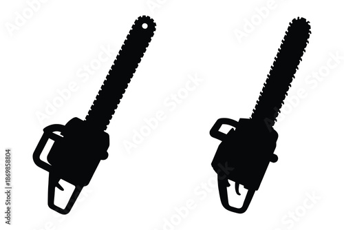 Chainsaw silhouette vector, Electric chainsaw icon, power tool, cutting equipment