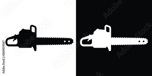 Chainsaw silhouette vector, Electric chainsaw icon, power tool, cutting equipment