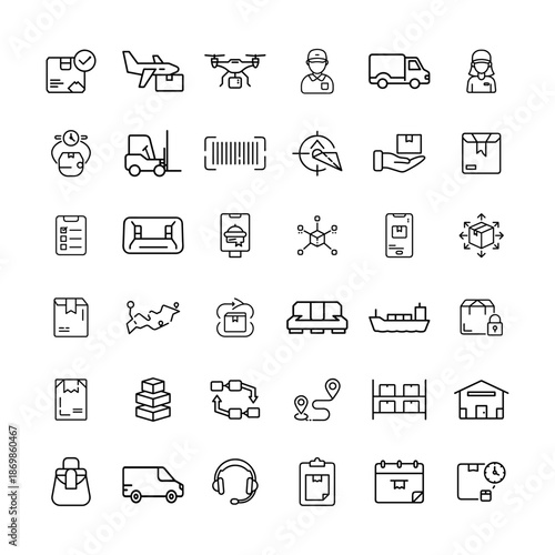 Logistics and delivery service icons collection