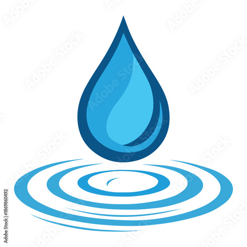 Blue water drop and splash vector illustration design