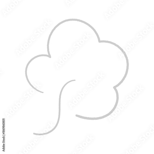 手書きのふわっと漂うグレーの湯気や蒸気のイラスト素材 - 冬の寒気やため息･ホカホカあたたかいイメージ