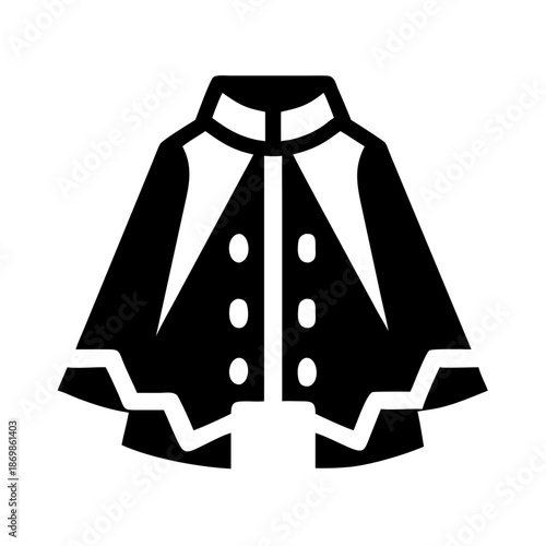 Stylish formal cape or cloak with a unique zigzag hem design, perfect for outerwear icon