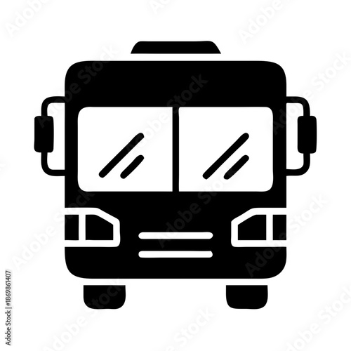 Front view of a public transport bus icon representing travel and urban mobility