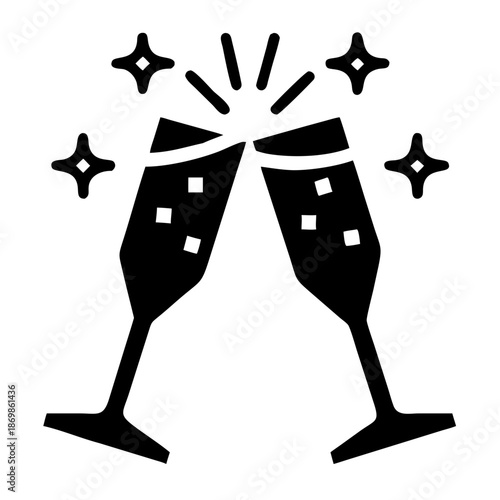 Elegant champagne flutes toasting with sparkling effects for a joyous celebration