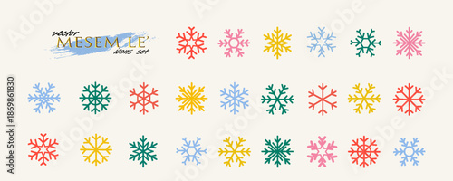Snow Flake Vector Icon. Ice Winter Snowflakes Silhouette. Frost Crystal Flakes Element on a White Background. Simple Line Snowflake Symbol