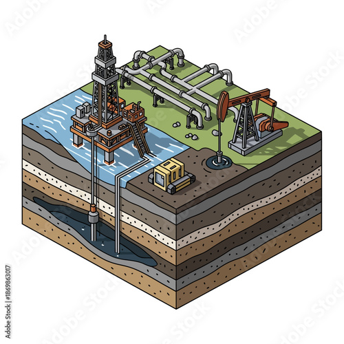 Oil Rig and Pump Jack Extraction.