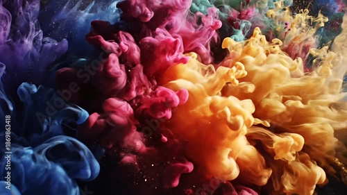 Vibrant Colored Smoke Clouds in Motion.