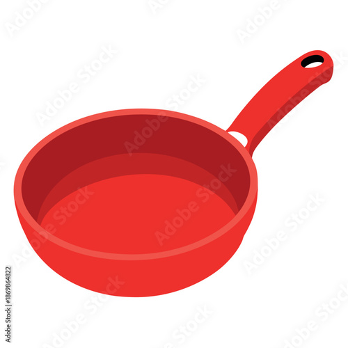 Red frying pan vector on white background 