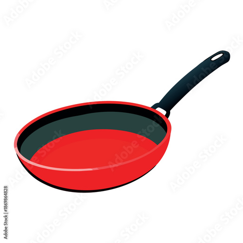 Red frying pan vector on white background 