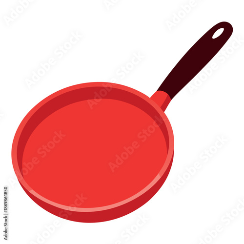 Red frying pan vector on white background 