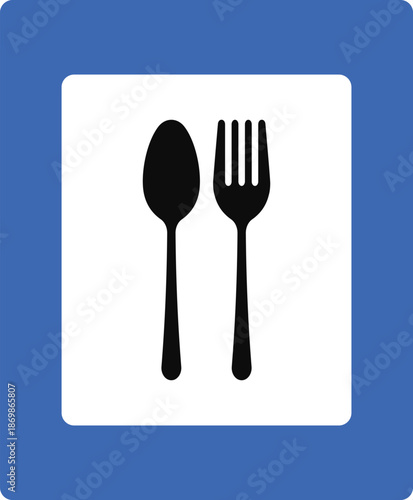 Minimalist Spoon and Fork Icon for Restaurant Sign